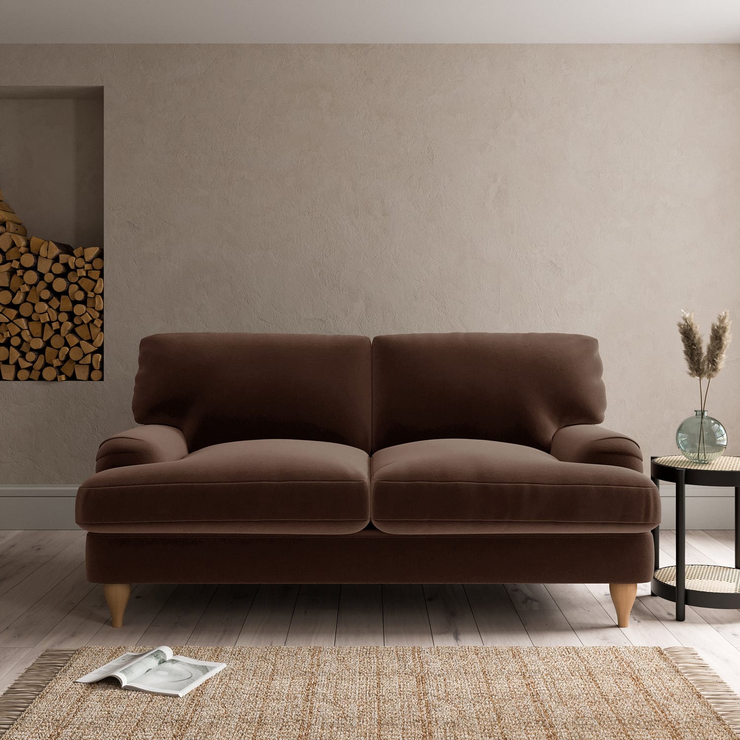 Darwin Luxury Velvet 2 Seater Sofa Brown