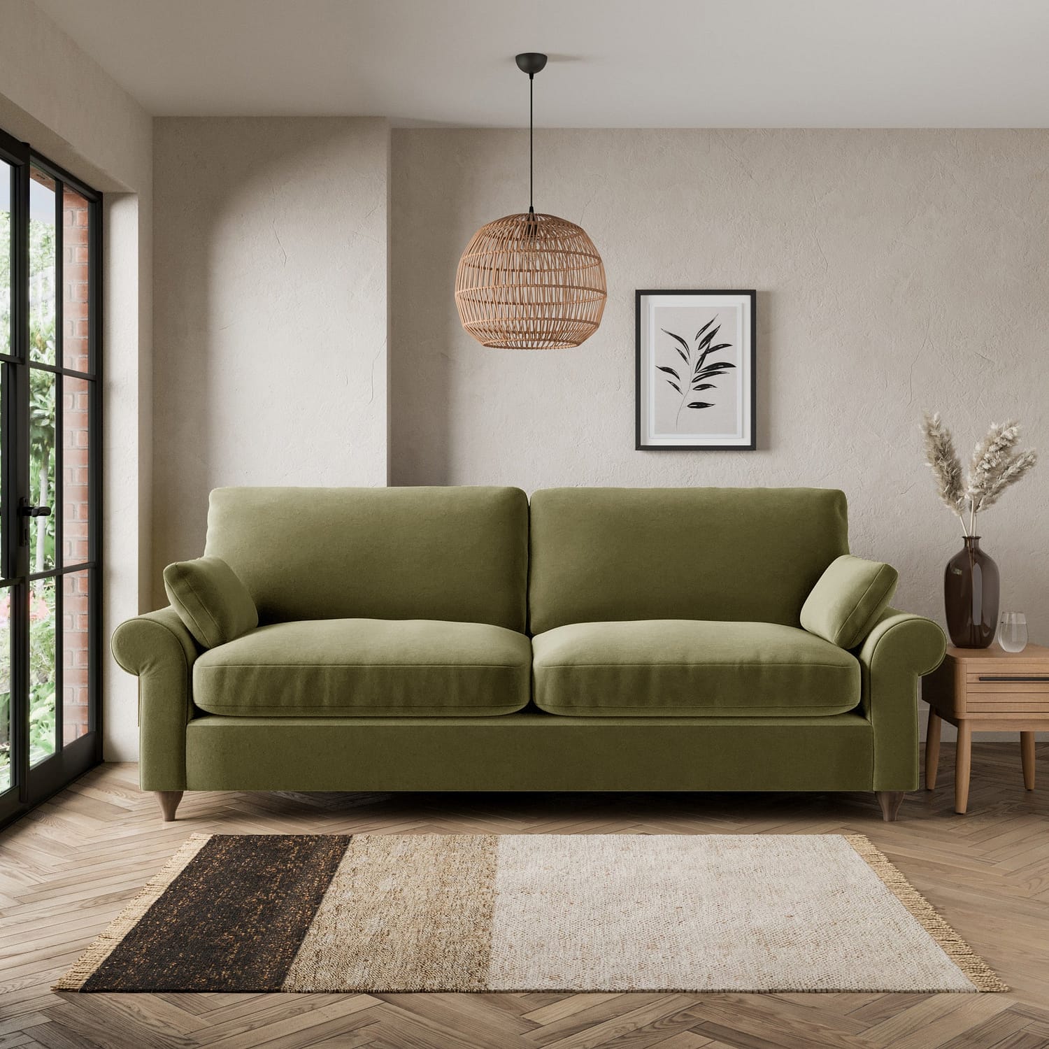 Salisbury Luxury Velvet 4 Seater Sofa Green