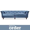 Jaipur 4 Seater Sofa Brushed Plain Fabric Blue